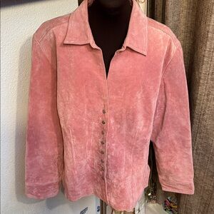 Vintage 1990’s Live a Little pink suede leather jacket. Size 1X.